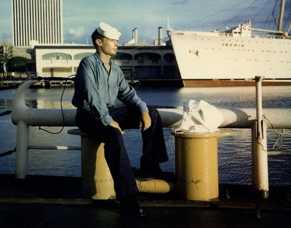 Ron Marlett relaxing on the Winnebago's fantail.