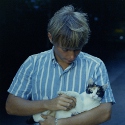 Ron Marlett with an alley cat.